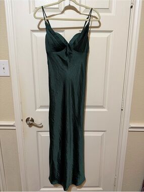Brand New Deep Emerald Satin Slip Dress by Here Comes the Sun...